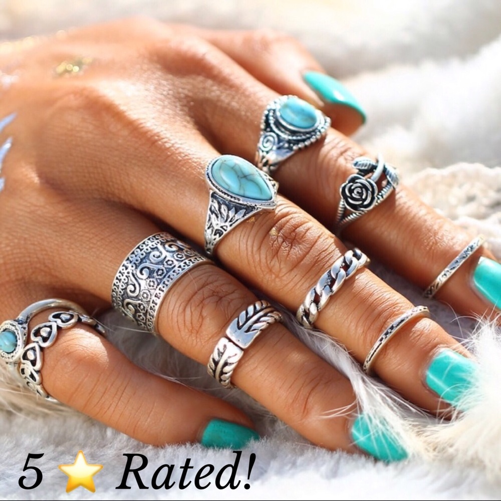 10 Piece Boho Ring Set - 5 Star Rated